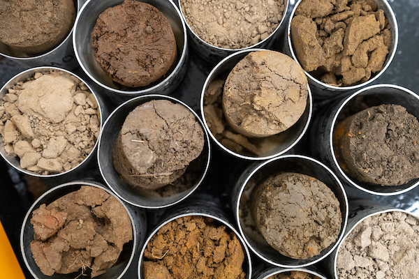 A collection of soil test samples.